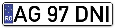Placuta inmatriculare numar auto  AG-97-DNI, AG 97 DNI, AG97DNI