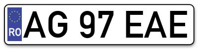 Placuta inmatriculare numar auto  AG-97-EAE, AG 97 EAE, AG97EAE