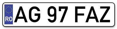 Placuta inmatriculare numar auto  AG-97-FAZ, AG 97 FAZ, AG97FAZ