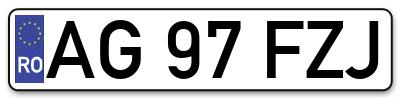 Placuta inmatriculare numar auto  AG-97-FZJ, AG 97 FZJ, AG97FZJ