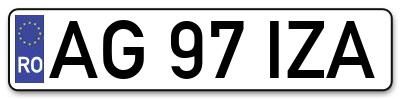 Placuta inmatriculare numar auto  AG-97-IZA, AG 97 IZA, AG97IZA