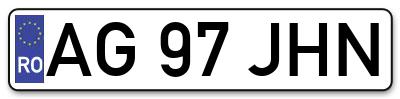 Placuta inmatriculare numar auto  AG-97-JHN, AG 97 JHN, AG97JHN