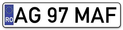 Placuta inmatriculare numar auto  AG-97-MAF, AG 97 MAF, AG97MAF
