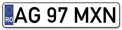Placuta inmatriculare numar auto  AG-97-MXN, AG 97 MXN, AG97MXN