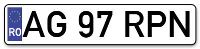 Placuta inmatriculare numar auto  AG-97-RPN, AG 97 RPN, AG97RPN