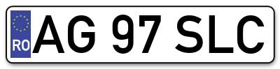 Placuta inmatriculare numar auto  AG-97-SLC, AG 97 SLC, AG97SLC