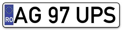Placuta inmatriculare numar auto  AG-97-UPS, AG 97 UPS, AG97UPS