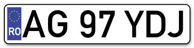 Placuta inmatriculare numar auto  AG-97-YDJ, AG 97 YDJ, AG97YDJ