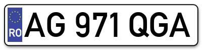 Placuta inmatriculare numar auto  AG-971-QGA, AG 971 QGA, AG971QGA