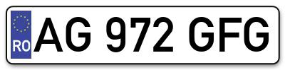 Placuta inmatriculare numar auto  AG-972-GFG, AG 972 GFG, AG972GFG