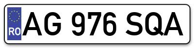 Placuta inmatriculare numar auto  AG-976-SQA, AG 976 SQA, AG976SQA