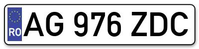Placuta inmatriculare numar auto  AG-976-ZDC, AG 976 ZDC, AG976ZDC