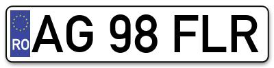 Placuta inmatriculare numar auto  AG-98-FLR, AG 98 FLR, AG98FLR