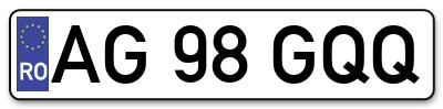 Placuta inmatriculare numar auto  AG-98-GQQ, AG 98 GQQ, AG98GQQ