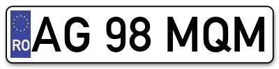 Placuta inmatriculare numar auto  AG-98-MQM, AG 98 MQM, AG98MQM