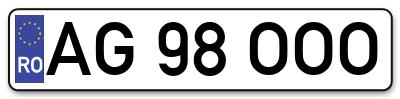 Placuta inmatriculare numar auto  AG-98-OOO, AG 98 OOO, AG98OOO