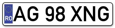 Placuta inmatriculare numar auto  AG-98-XNG, AG 98 XNG, AG98XNG