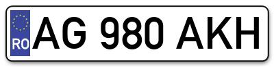 Placuta inmatriculare numar auto  AG-980-AKH, AG 980 AKH, AG980AKH