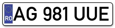 Placuta inmatriculare numar auto  AG-981-UUE, AG 981 UUE, AG981UUE