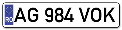 Placuta inmatriculare numar auto  AG-984-VOK, AG 984 VOK, AG984VOK