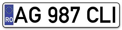 Placuta inmatriculare numar auto  AG-987-CLI, AG 987 CLI, AG987CLI