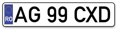 Placuta inmatriculare numar auto  AG-99-CXD, AG 99 CXD, AG99CXD