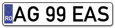 Placuta inmatriculare numar auto  AG-99-EAS, AG 99 EAS, AG99EAS