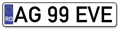 Placuta inmatriculare numar auto  AG-99-EVE, AG 99 EVE, AG99EVE