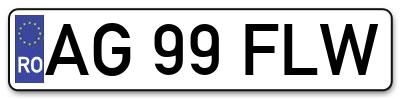 Placuta inmatriculare numar auto  AG-99-FLW, AG 99 FLW, AG99FLW