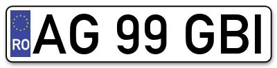 Placuta inmatriculare numar auto  AG-99-GBI, AG 99 GBI, AG99GBI