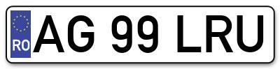 Placuta inmatriculare numar auto  AG-99-LRU, AG 99 LRU, AG99LRU