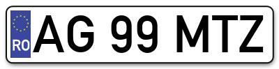 Placuta inmatriculare numar auto  AG-99-MTZ, AG 99 MTZ, AG99MTZ