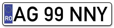 Placuta inmatriculare numar auto  AG-99-NNY, AG 99 NNY, AG99NNY