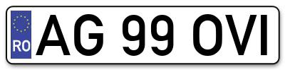 Placuta inmatriculare numar auto  AG-99-OVI, AG 99 OVI, AG99OVI