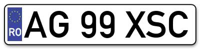 Placuta inmatriculare numar auto  AG-99-XSC, AG 99 XSC, AG99XSC