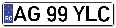 Placuta inmatriculare numar auto  AG-99-YLC, AG 99 YLC, AG99YLC