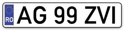 Placuta inmatriculare numar auto  AG-99-ZVI, AG 99 ZVI, AG99ZVI