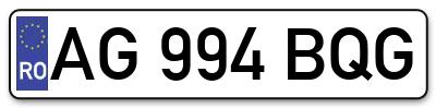 Placuta inmatriculare numar auto  AG-994-BQG, AG 994 BQG, AG994BQG