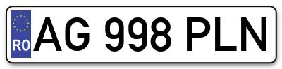 Placuta inmatriculare numar auto  AG-998-PLN, AG 998 PLN, AG998PLN