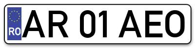 Placuta inmatriculare numar auto  AR-01-AEO, AR 01 AEO, AR01AEO