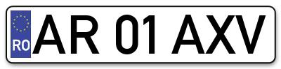 Placuta inmatriculare numar auto  AR-01-AXV, AR 01 AXV, AR01AXV