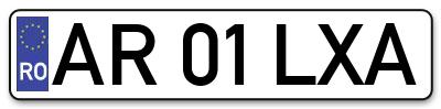 Placuta inmatriculare numar auto  AR-01-LXA, AR 01 LXA, AR01LXA