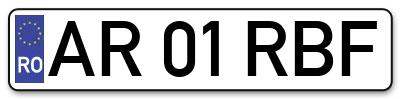 Placuta inmatriculare numar auto  AR-01-RBF, AR 01 RBF, AR01RBF