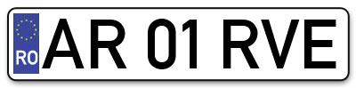 Placuta inmatriculare numar auto  AR-01-RVE, AR 01 RVE, AR01RVE