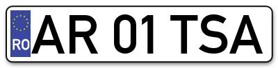 Placuta inmatriculare numar auto  AR-01-TSA, AR 01 TSA, AR01TSA