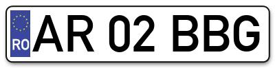 Placuta inmatriculare numar auto  AR-02-BBG, AR 02 BBG, AR02BBG