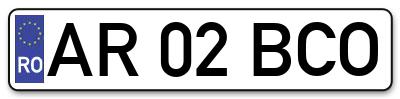 Placuta inmatriculare numar auto  AR-02-BCO, AR 02 BCO, AR02BCO