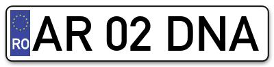Placuta inmatriculare numar auto  AR-02-DNA, AR 02 DNA, AR02DNA