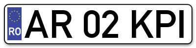 Placuta inmatriculare numar auto  AR-02-KPI, AR 02 KPI, AR02KPI