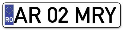 Placuta inmatriculare numar auto  AR-02-MRY, AR 02 MRY, AR02MRY